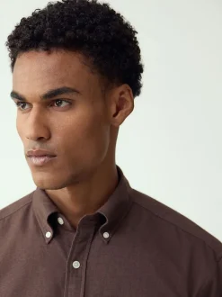 Next - Chemise Oxford douce à manches longues Marron Sale