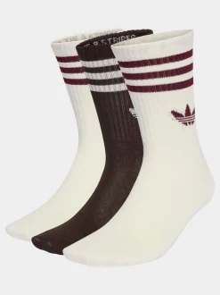 adidas originals - Col rond - 3-Rayures Chaussettes Col rond 3 paires Marron Discount