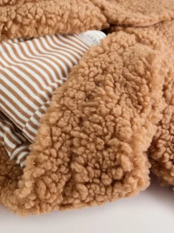 Next Marron - Combinaison bébé à capuche en peau de mouton New