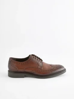 Next Marron - Coupe classique - Chaussures Richelieu derby en cuir Clearance