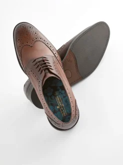 Next Marron - Coupe classique - Chaussures Richelieu derby en cuir Clearance