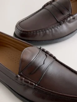 Next Marron - Coupe classique - Pain Penny en cuir New