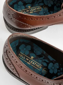 Next Marron - Coupe large - Chaussures Richelieu derby en cuir Discount