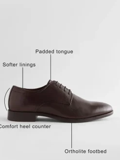 Next Marron - Coupe large - Derbys en cuir classiques Best