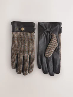Next Marron - Gants Harris Tweed et Cuir Discount