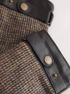 Next Marron - Gants Harris Tweed et Cuir Discount
