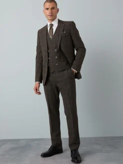 Next Marron - Gilet de costume à carreaux coupe ajustée Hot