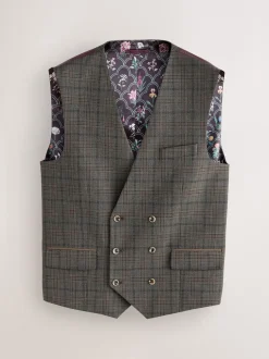 Next Marron - Gilet de costume à carreaux coupe ajustée Hot