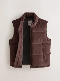 Next Marron - Gilet matelassé en velours côtelé New