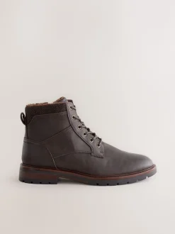 Next Marron - Grands bottes zippées doublées de borg Online