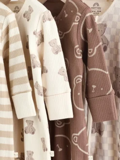 Next Marron - Lot de 4 dors-bien bébé à imprimé ours avec fermeture éclair bidirectionnelle (0mois-2ans)