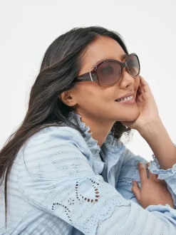 Next Marron - Lunettes de soleil à découpe effet dégradé Hot