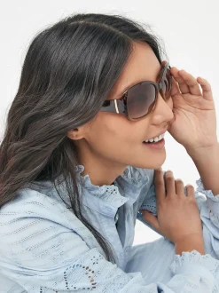 Next Marron - Lunettes de soleil à découpe effet dégradé Hot