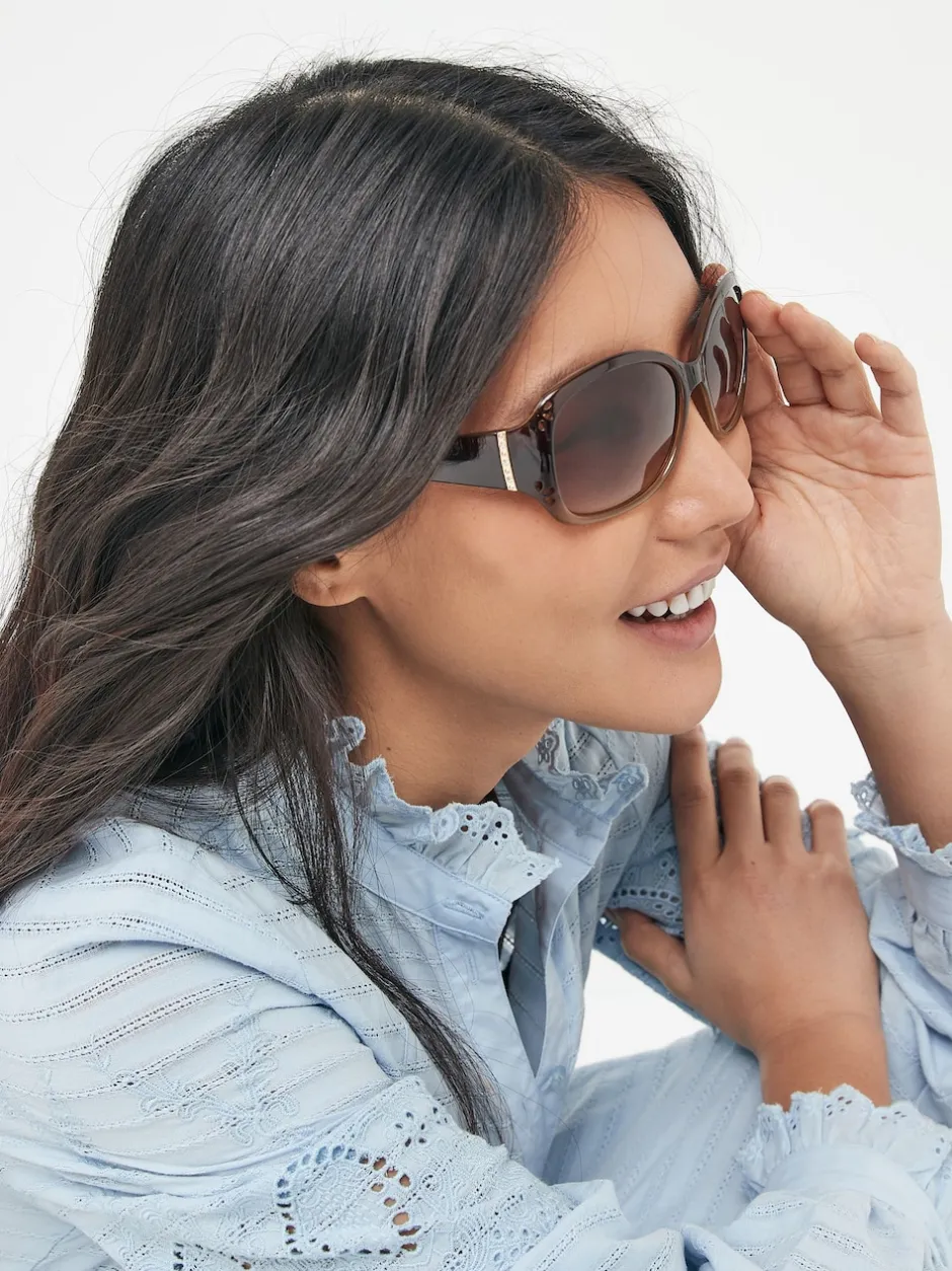 Next Marron - Lunettes de soleil à découpe effet dégradé Hot