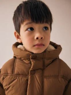 Next Marron - Manteau rembourré doublé Borg Résistant à la douche (3mois-7ans) Online