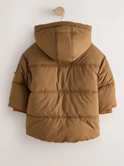 Next Marron - Manteau rembourré doublé Borg Résistant à la douche (3mois-7ans) Online