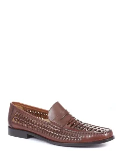 Jones Bootmaker Marron - Mocassins Riverside en cuir tissé Outlet