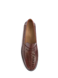 Jones Bootmaker Marron - Mocassins Riverside en cuir tissé Outlet