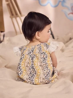 Next Marron À motifs - Barboteuse brodée Cath Kidston 100% coton imprimée Clearance