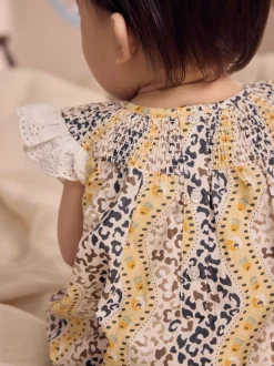 Next Marron À motifs - Barboteuse brodée Cath Kidston 100% coton imprimée Clearance