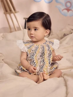 Next Marron À motifs - Barboteuse brodée Cath Kidston 100% coton imprimée Clearance