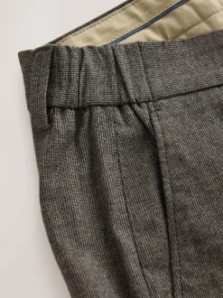Next Marron - Pantalon élégant en coton brossé texturé coupe classique Clearance