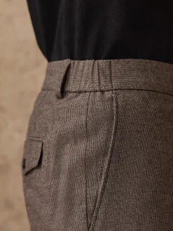 Next Marron - Pantalon élégant en coton brossé texturé coupe classique Clearance