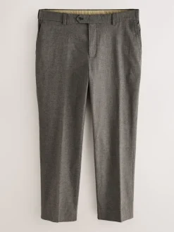 Next Marron - Pantalon élégant en coton brossé texturé coupe classique Clearance