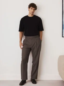 Next Marron - Pantalon élégant plissé coupe décontractée Outlet