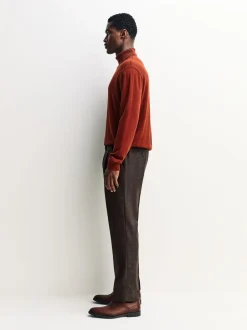 Next Marron - Pantalons élégants texturés et fuselés coupe standard avec laine Outlet