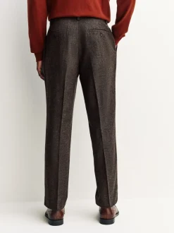 Next Marron - Pantalons élégants texturés et fuselés coupe standard avec laine Outlet