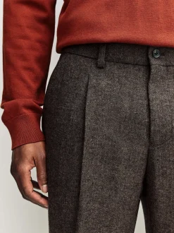 Next Marron - Pantalons élégants texturés et fuselés coupe standard avec laine Outlet