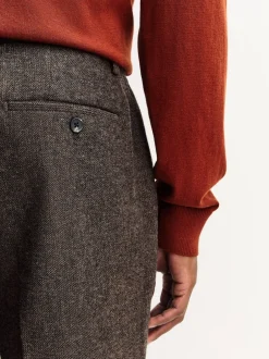 Next Marron - Pantalons élégants texturés et fuselés coupe standard avec laine Outlet