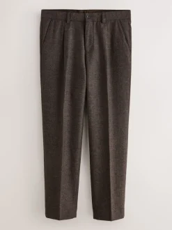 Next Marron - Pantalons élégants texturés et fuselés coupe standard avec laine Outlet
