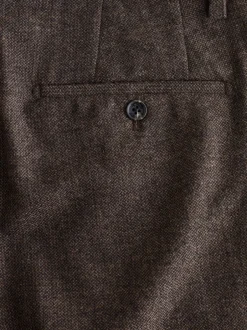 Next Marron - Pantalons élégants texturés et fuselés coupe standard avec laine Outlet