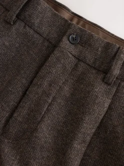 Next Marron - Pantalons élégants texturés et fuselés coupe standard avec laine Outlet
