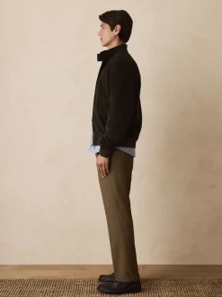 Next Marron à petit motif pied-de-poule - Slim Fit (Slim Fit) - Pantalons texturés élégants New