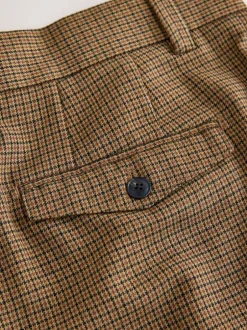 Next Marron à petit motif pied-de-poule - Slim Fit (Slim Fit) - Pantalons texturés élégants New