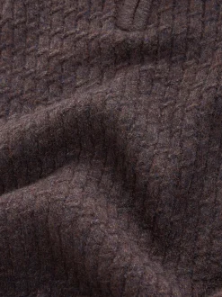 Next Marron - Pull texturé Coupe classique à col zippé