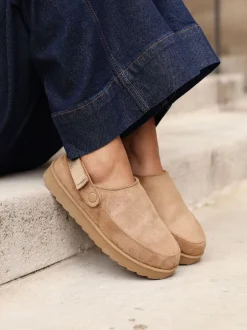 Linzi Marron - Sabots Teddy à enfiler à bride arrière Sale