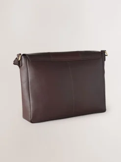 Next Marron - Signature Leather Messenger Bag Discount