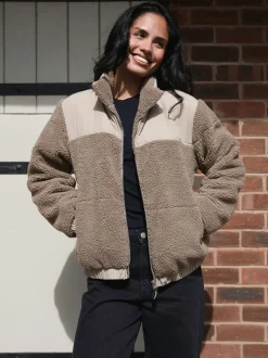 South Beach Marron - Borg Doudoune zippée Sale