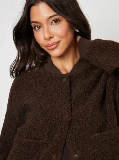 Threadbare Marron - Borg aviateur imitation peau de mouton Discount