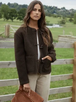 Threadbare Marron - Borg Veste en laine polaire New