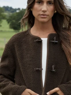 Threadbare Marron - Borg Veste en laine polaire New