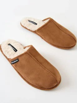 Threadbare Marron - chaussons mules doublés de fausse fourrure Outlet