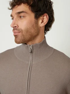 Threadbare - zippé en maille col cheminée Cardigan Marron Discount