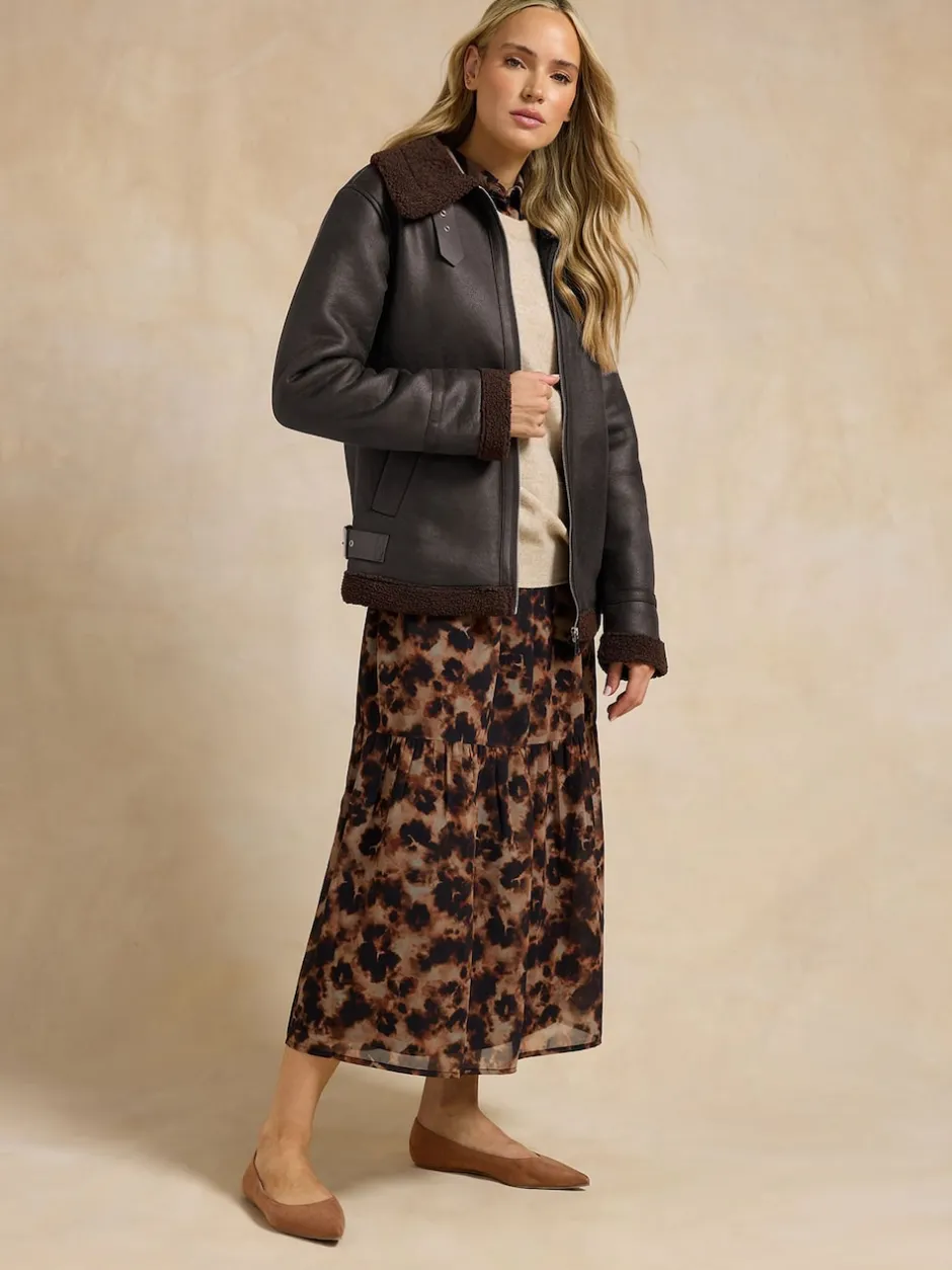 Long Tall Sally Marron - Veste aviateur à coutures fuselées Discount