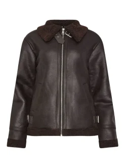 Long Tall Sally Marron - Veste aviateur à coutures fuselées Discount