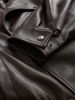 Nothing Ordinary Marron - Veste de motard à col entonnoir en similicuir Online